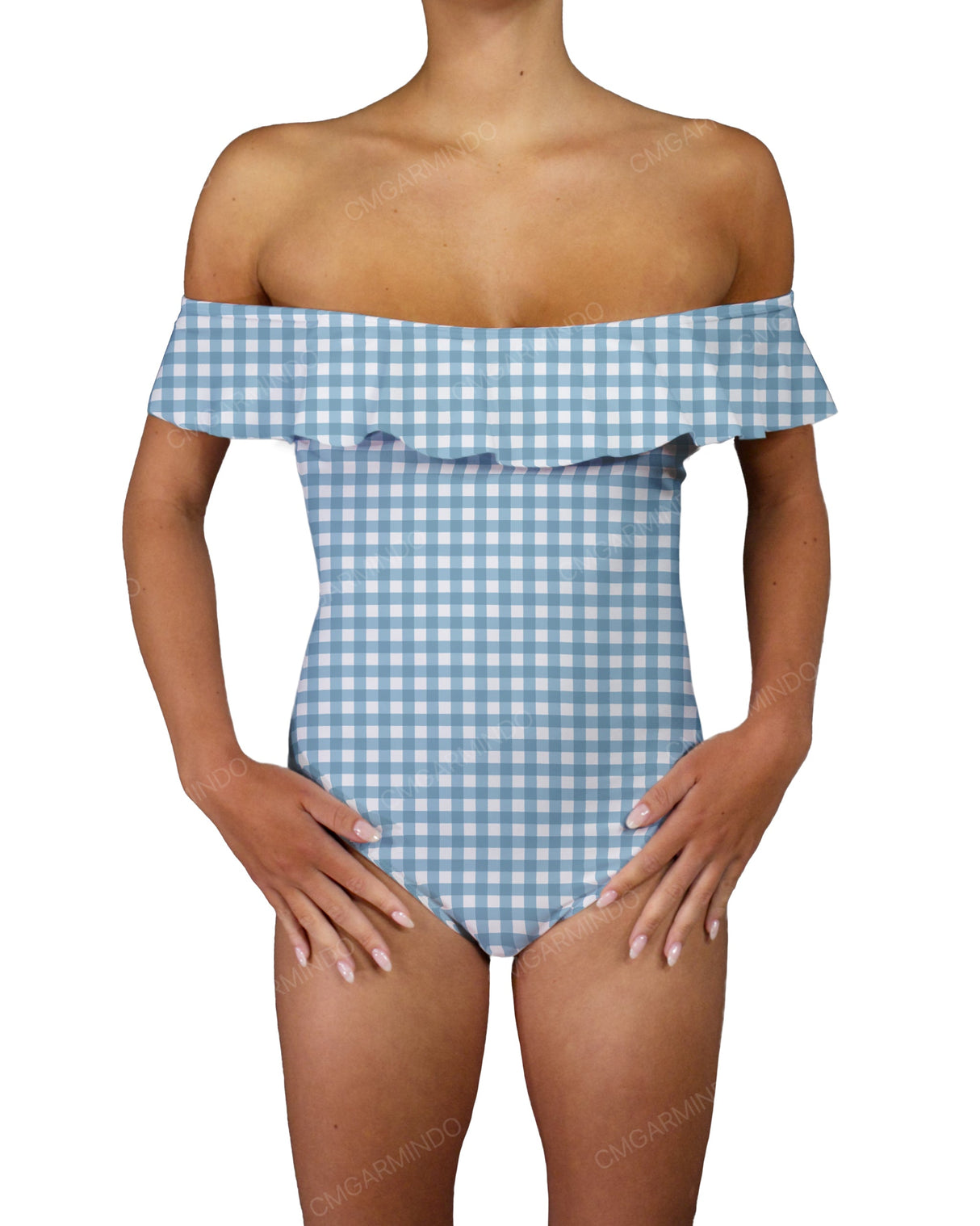 Off Shoulder Ruffle Trim One Piece