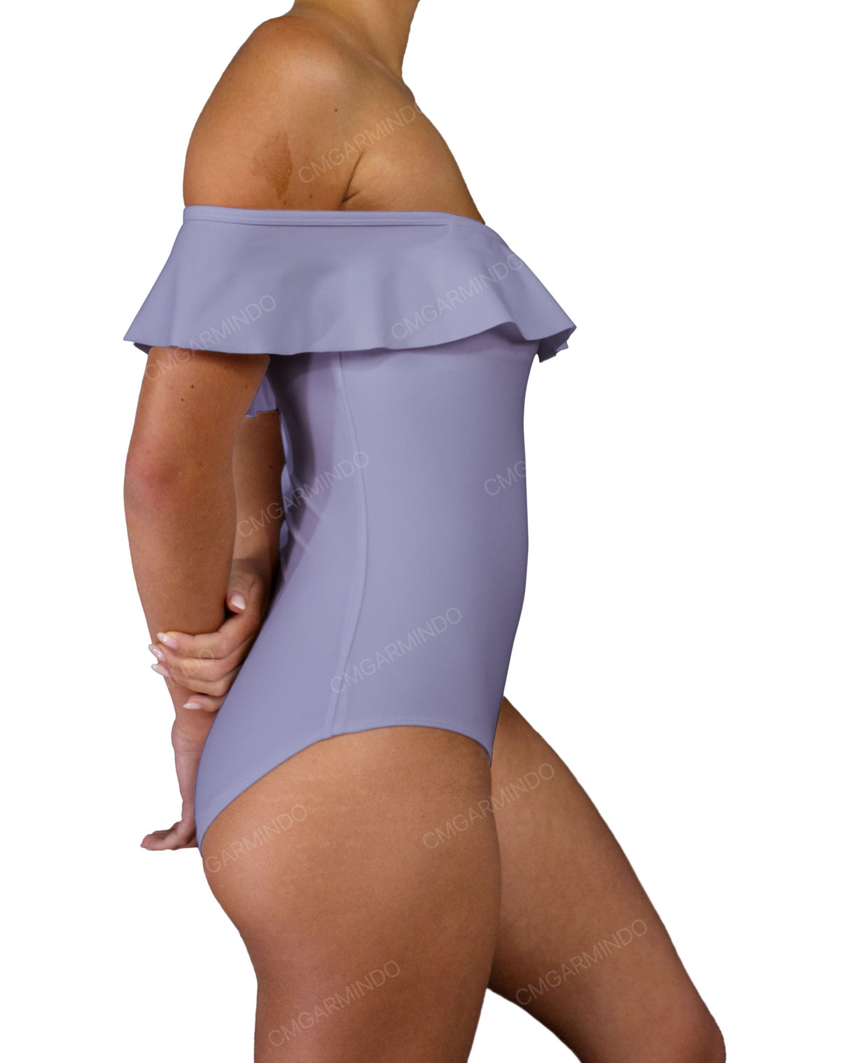 Off Shoulder Ruffle Trim One Piece