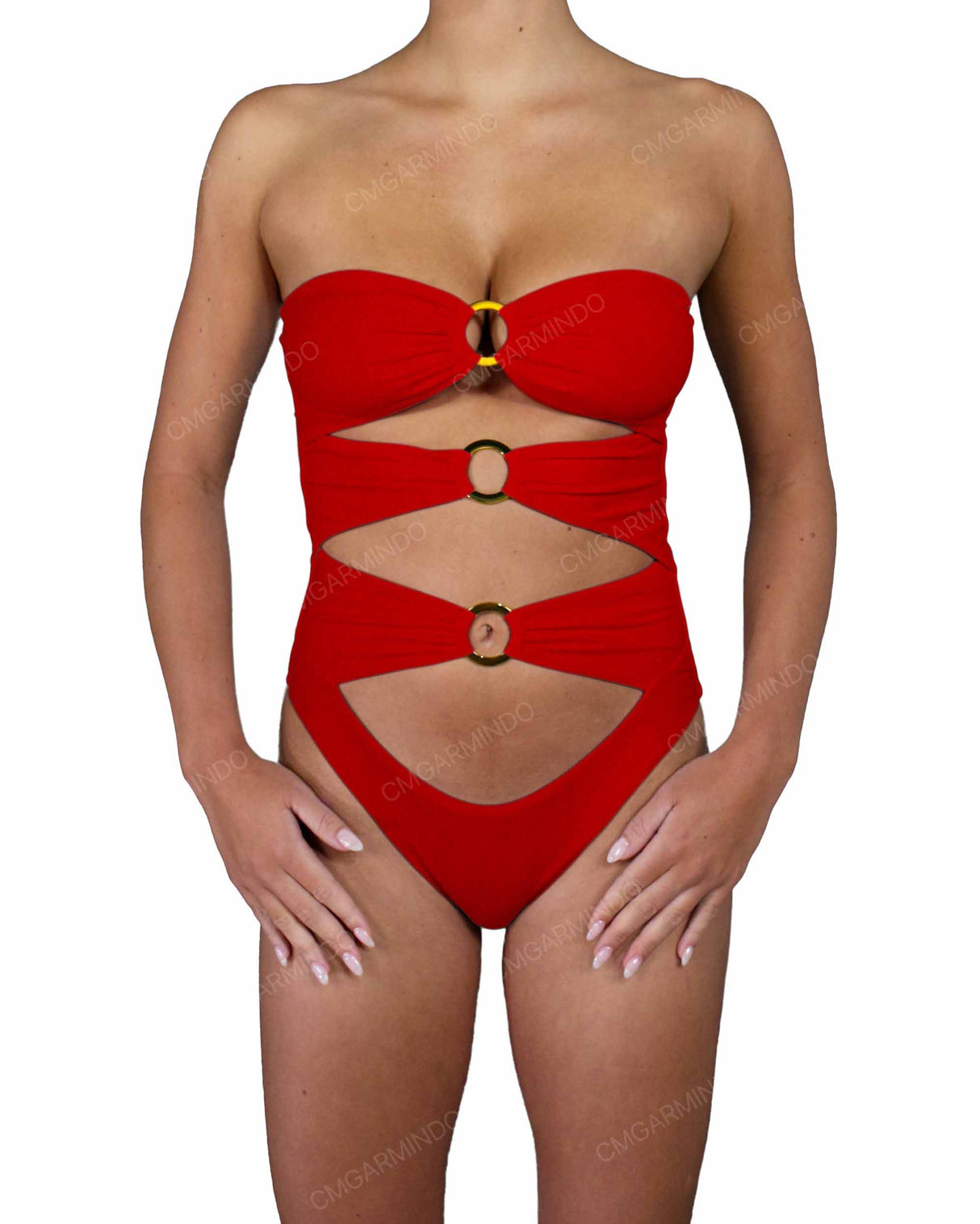 Triple Ring Strapless One Piece