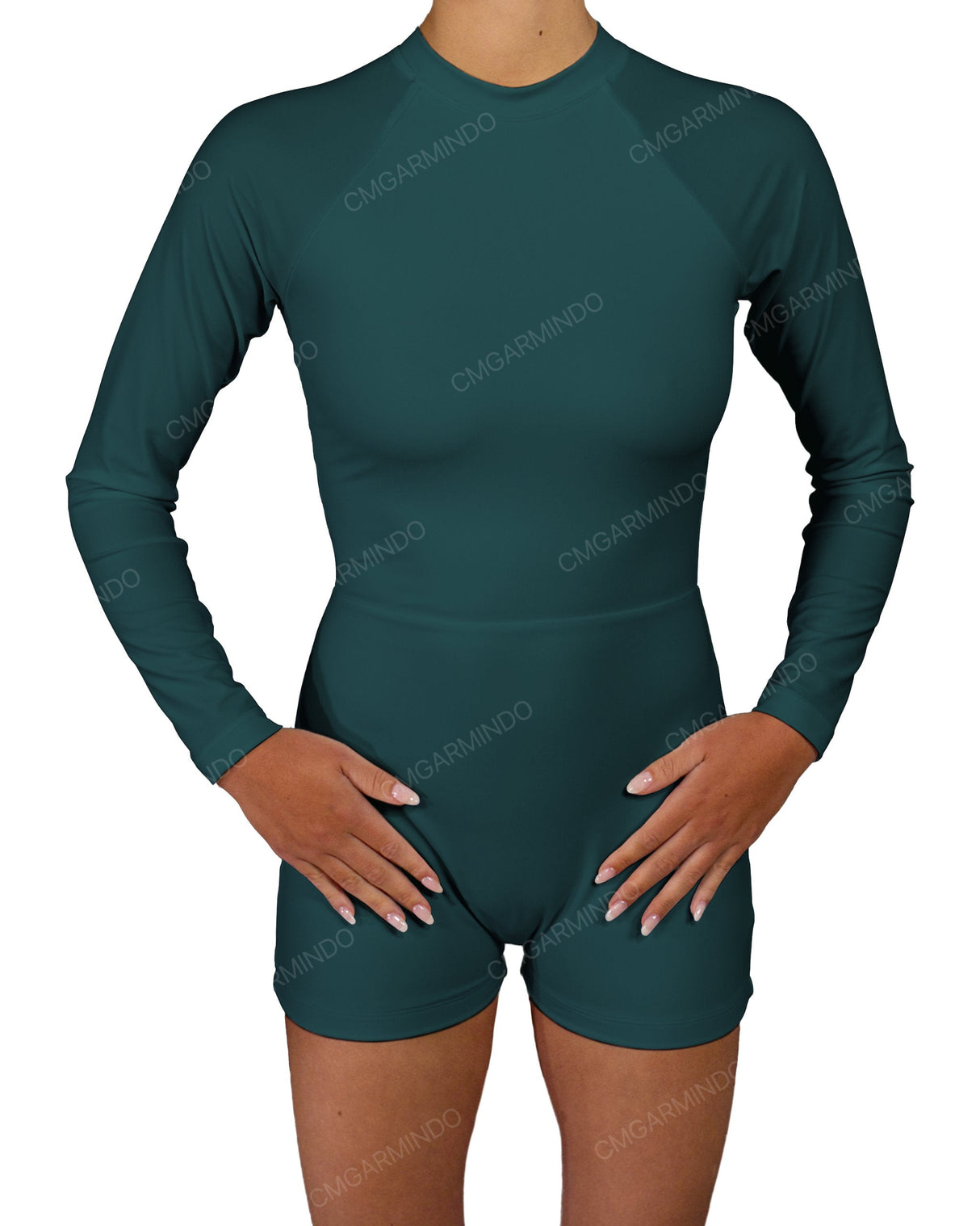 Long Sleeve Raglan Shorts One Piece