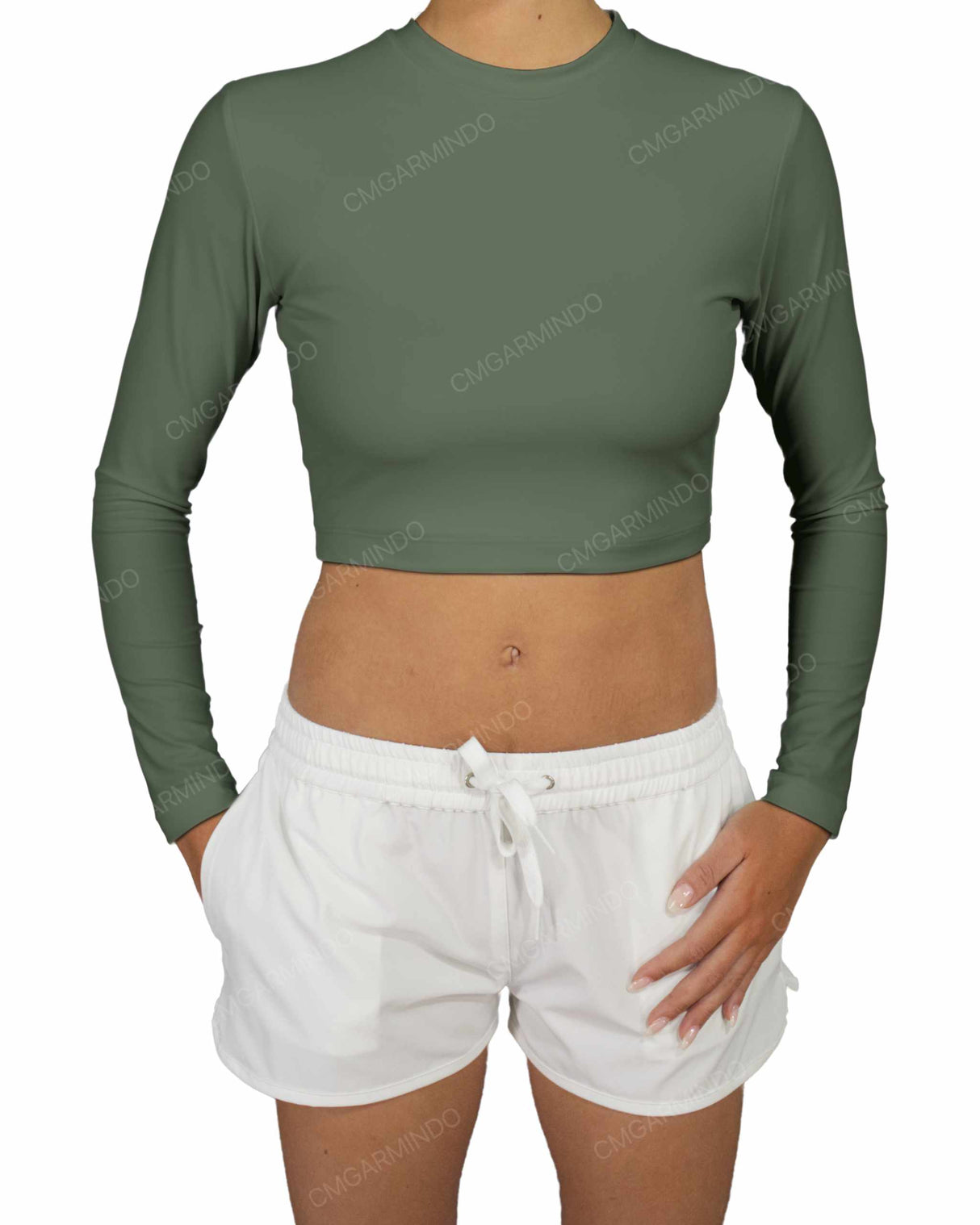 Long Sleeve Crop Rashguard Top