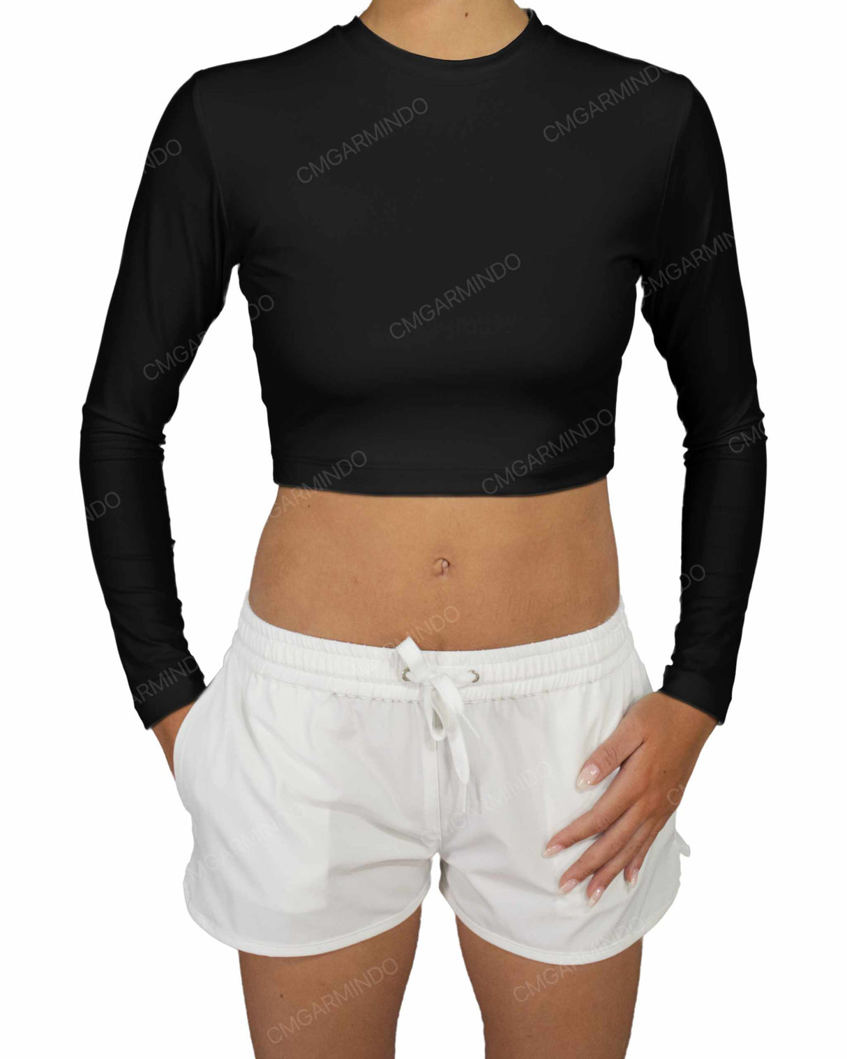 Long Sleeve Crop Rashguard Top