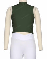 Sleeveless 1/4 Zip High Neck Crop Top