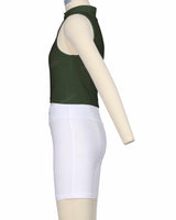 Sleeveless 1/4 Zip High Neck Crop Top