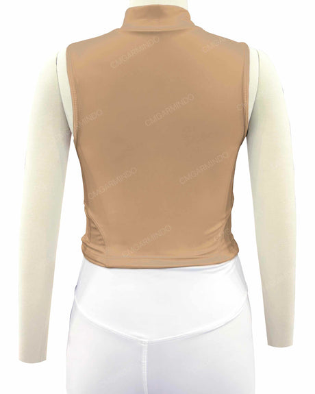 Sleeveless 1/4 Zip High Neck Crop Top