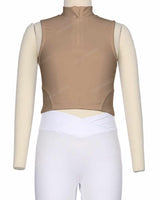 Sleeveless 1/4 Zip High Neck Crop Top