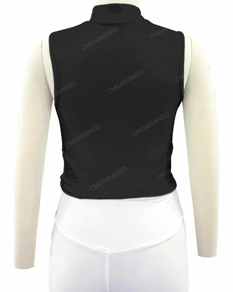 Sleeveless 1/4 Zip High Neck Crop Top
