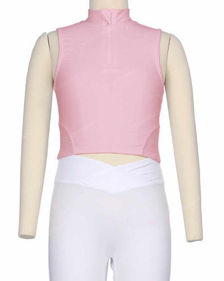 Sleeveless 1/4 Zip High Neck Crop Top