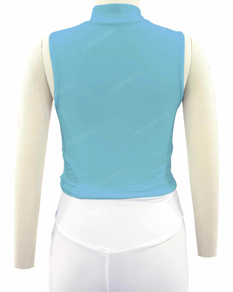 Sleeveless 1/4 Zip High Neck Crop Top