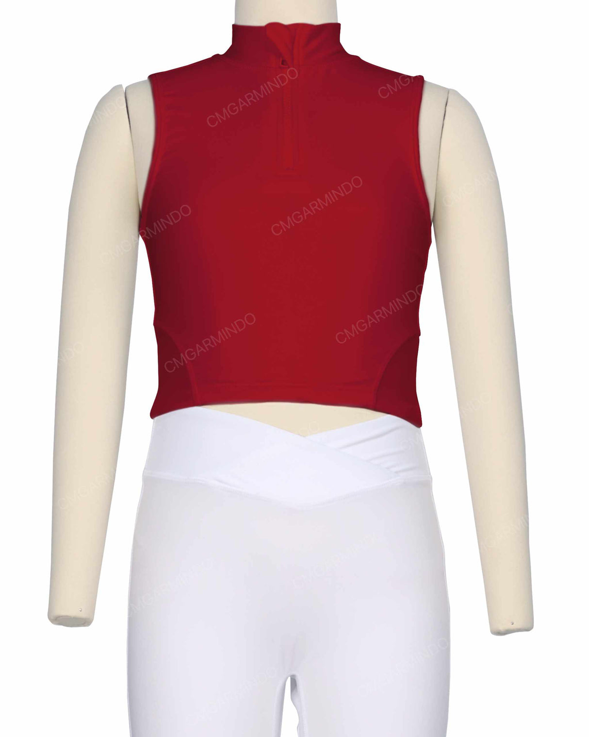 Sleeveless 1/4 Zip High Neck Crop Top