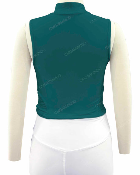 Sleeveless 1/4 Zip High Neck Crop Top