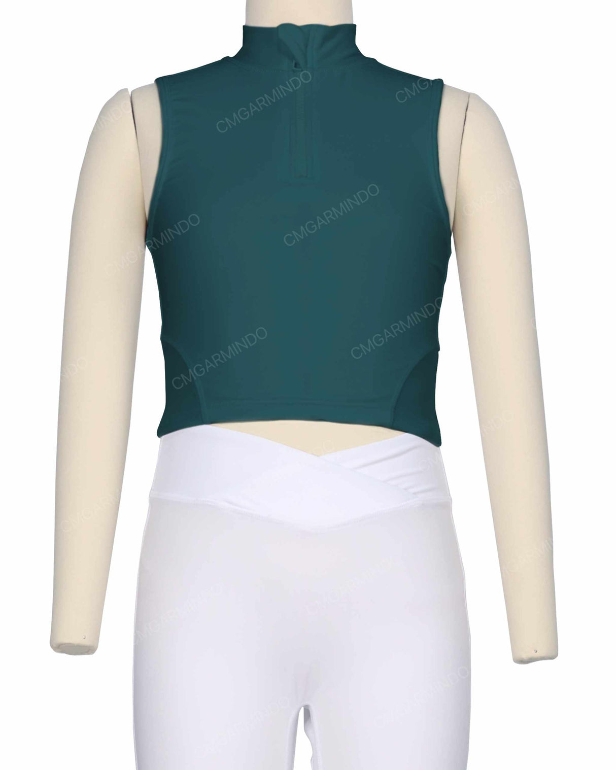 Sleeveless 1/4 Zip High Neck Crop Top