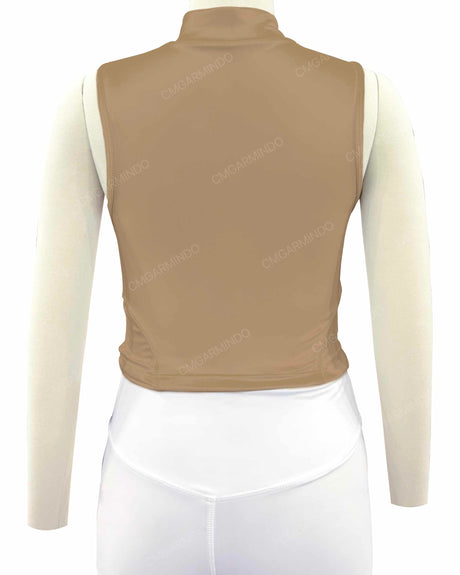 Sleeveless 1/4 Zip High Neck Crop Top