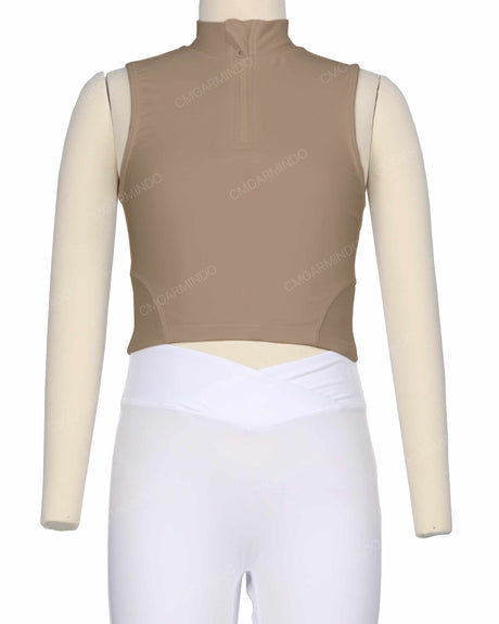Sleeveless 1/4 Zip High Neck Crop Top
