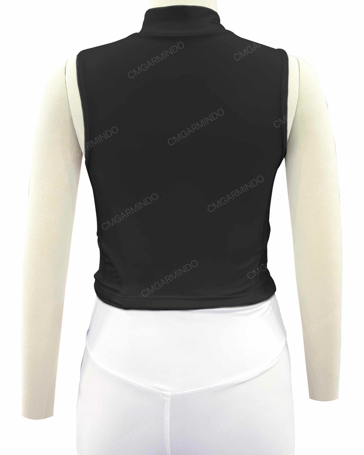 Sleeveless 1/4 Zip High Neck Crop Top