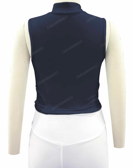 Sleeveless 1/4 Zip High Neck Crop Top