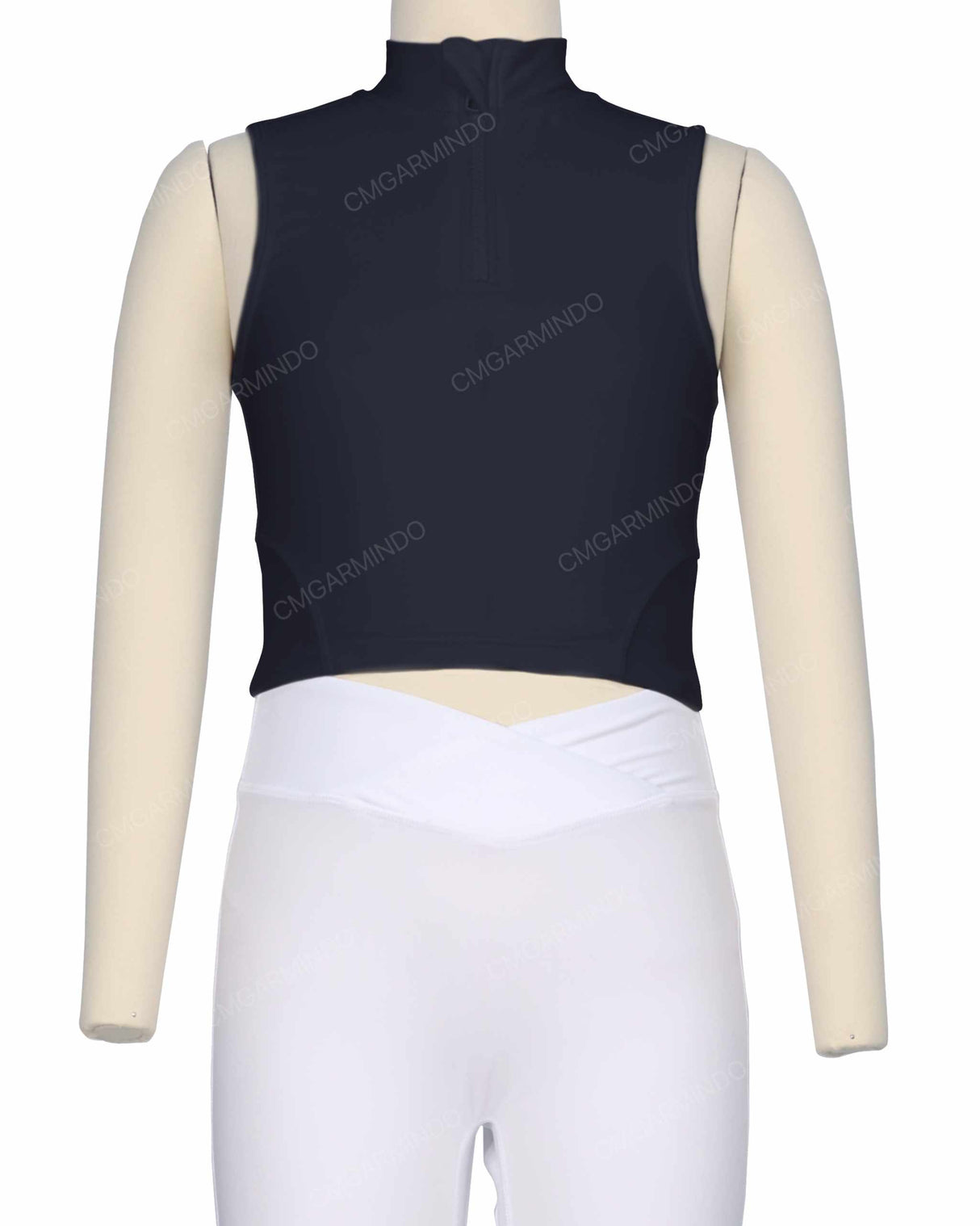 Sleeveless 1/4 Zip High Neck Crop Top
