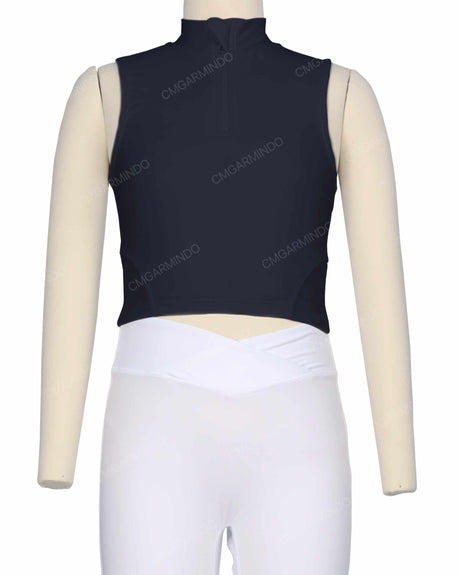Sleeveless 1/4 Zip High Neck Crop Top