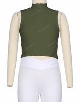 Sleeveless 1/4 Zip High Neck Crop Top