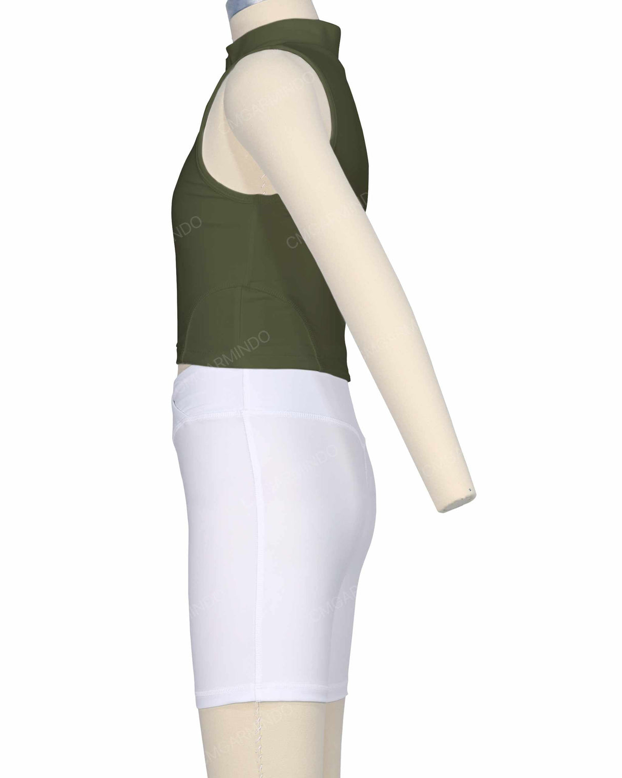 Sleeveless 1/4 Zip High Neck Crop Top