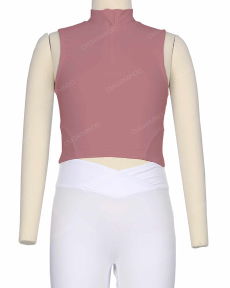 Sleeveless 1/4 Zip High Neck Crop Top