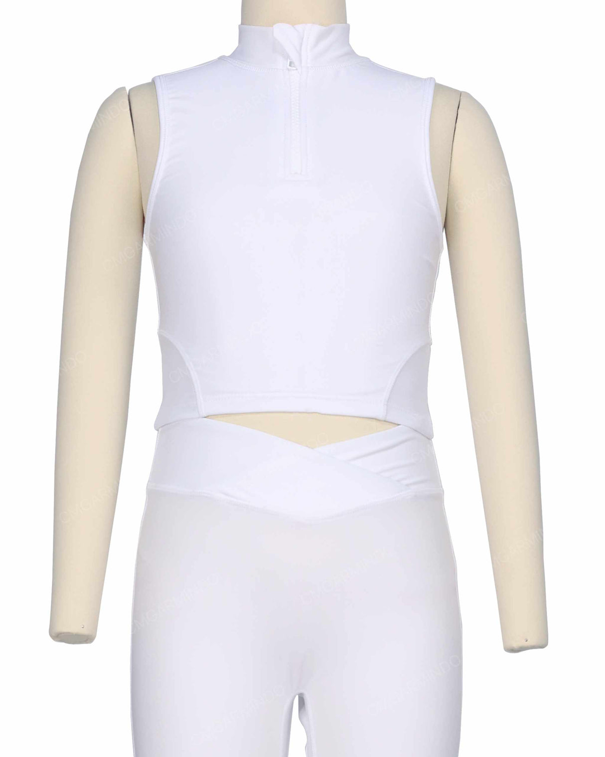 Sleeveless 1/4 Zip High Neck Crop Top