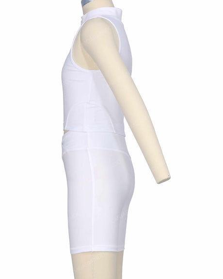 Sleeveless 1/4 Zip High Neck Crop Top