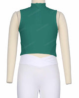 Sleeveless 1/4 Zip High Neck Crop Top