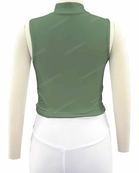 Sleeveless 1/4 Zip High Neck Crop Top