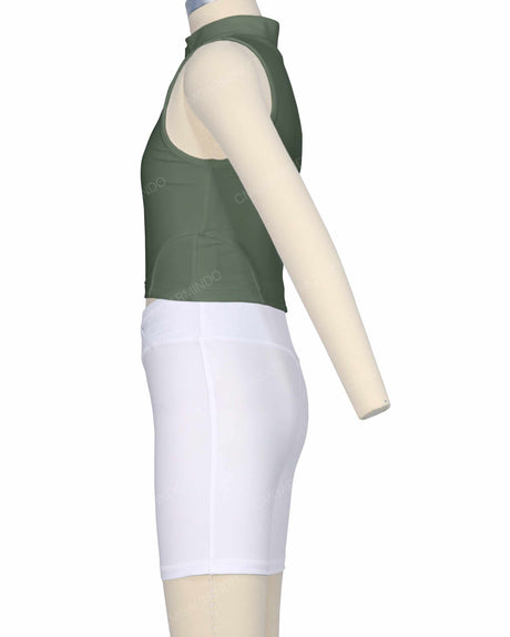 Sleeveless 1/4 Zip High Neck Crop Top