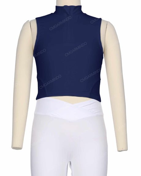 Sleeveless 1/4 Zip High Neck Crop Top