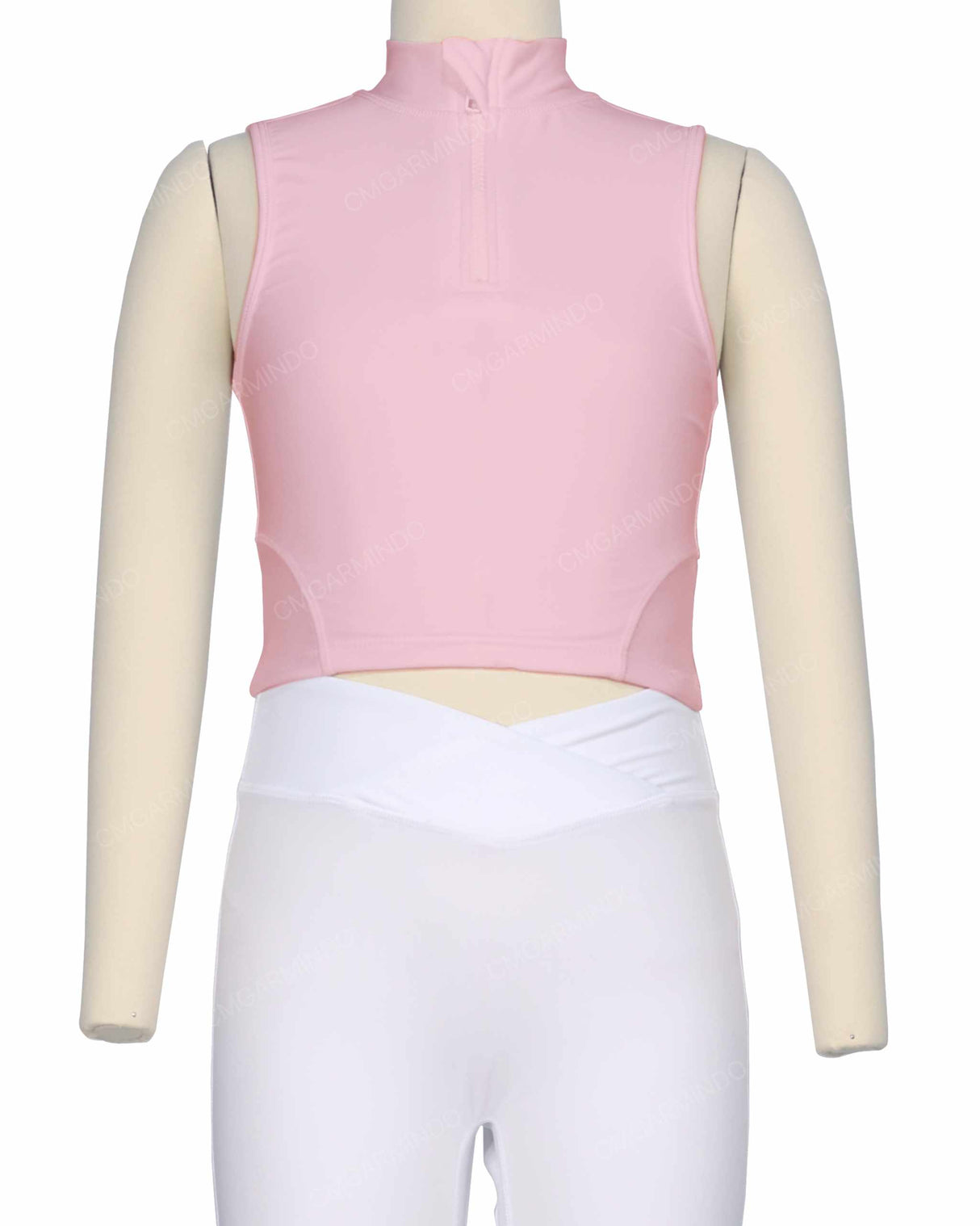 Sleeveless 1/4 Zip High Neck Crop Top