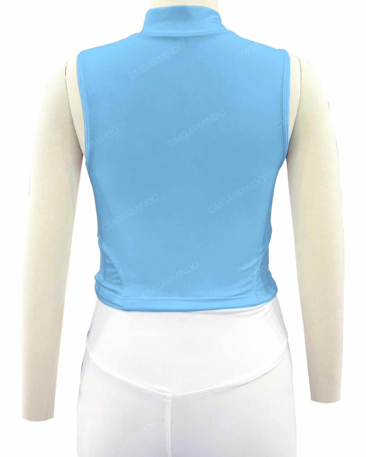 Sleeveless 1/4 Zip High Neck Crop Top