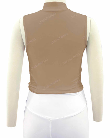 Sleeveless 1/4 Zip High Neck Crop Top