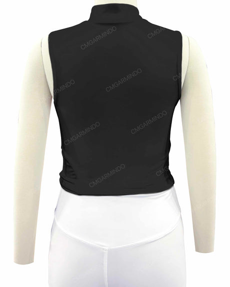Sleeveless 1/4 Zip High Neck Crop Top