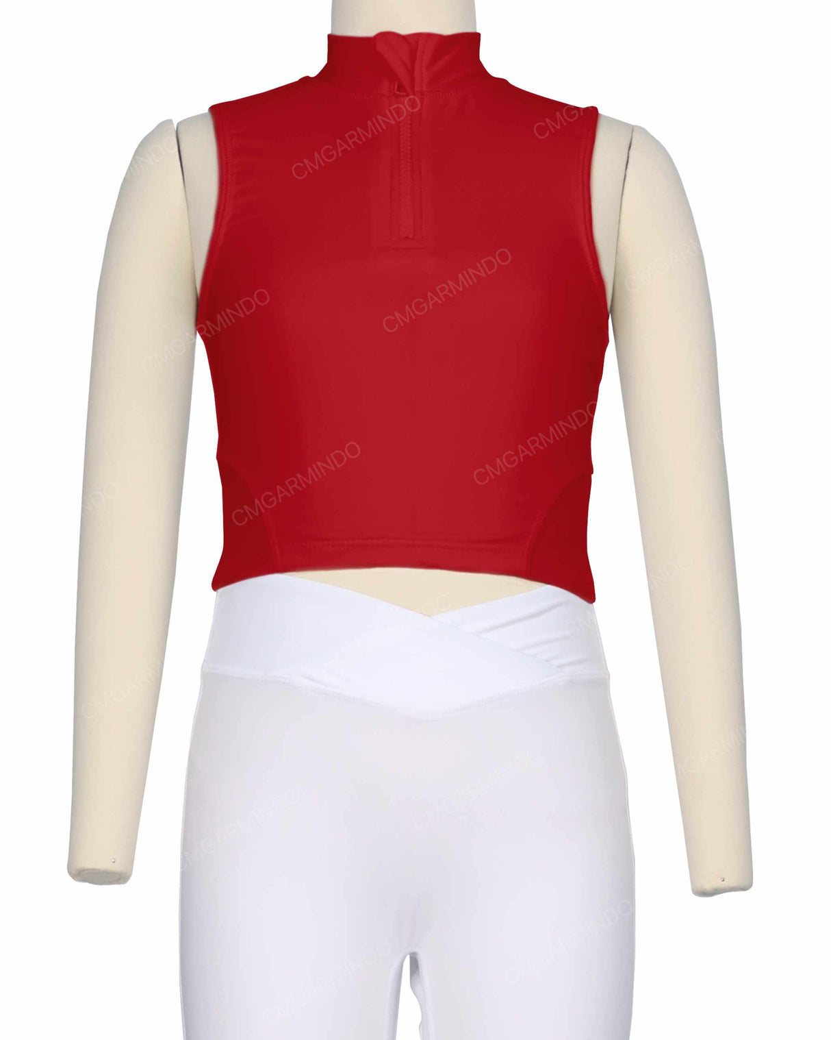 Sleeveless 1/4 Zip High Neck Crop Top