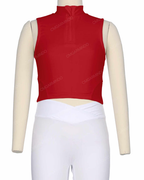 Sleeveless 1/4 Zip High Neck Crop Top