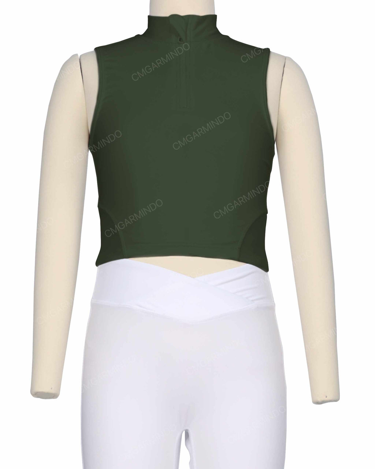Sleeveless 1/4 Zip High Neck Crop Top