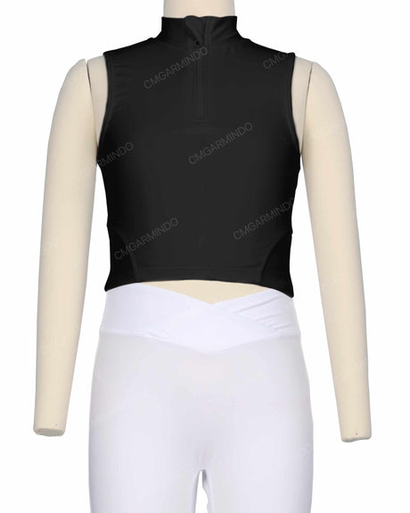 Sleeveless 1/4 Zip High Neck Crop Top