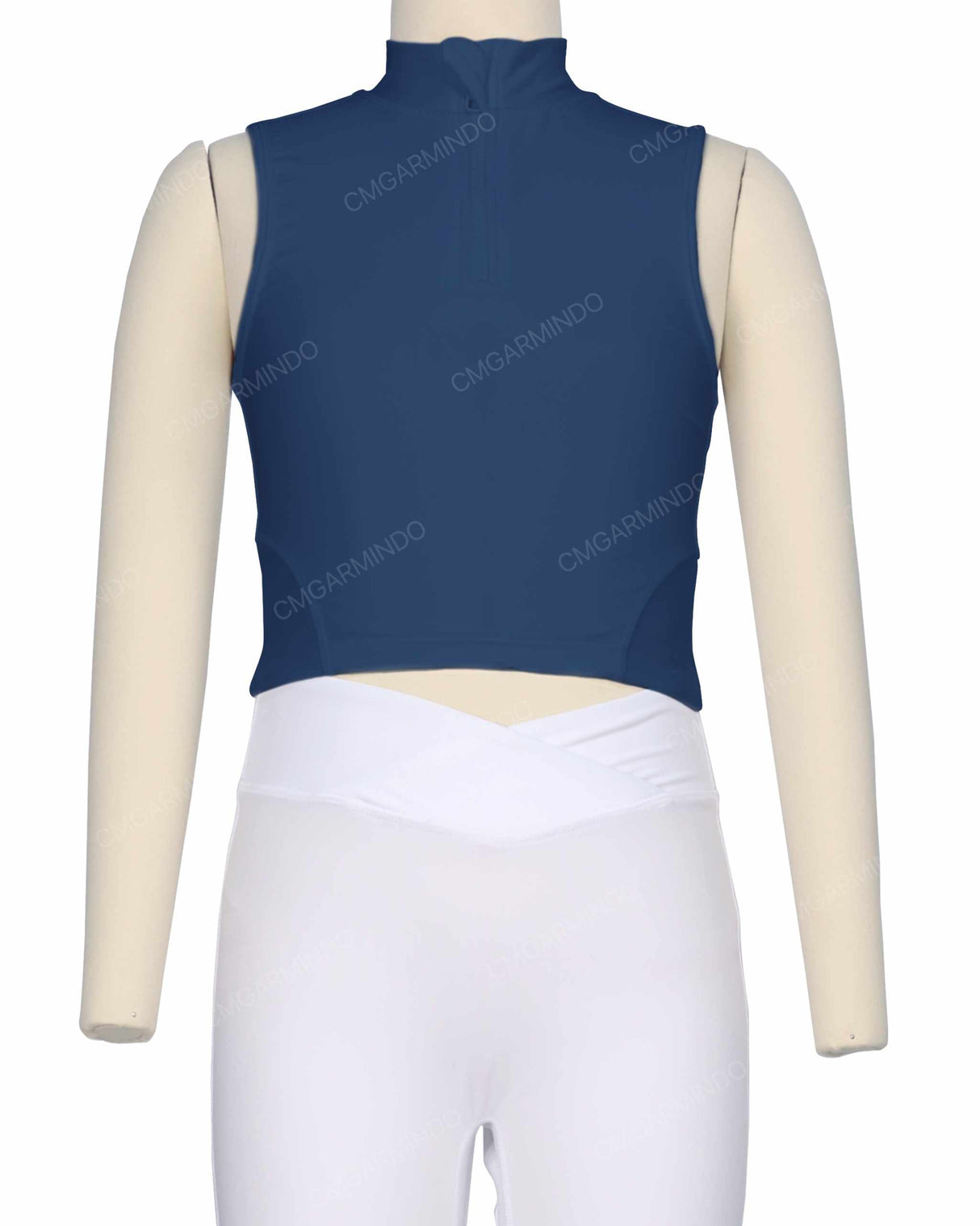 Sleeveless 1/4 Zip High Neck Crop Top
