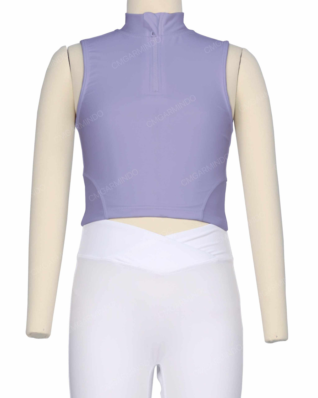 Sleeveless 1/4 Zip High Neck Crop Top