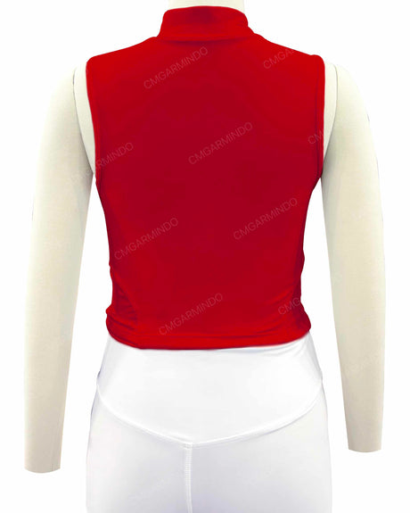 Sleeveless 1/4 Zip High Neck Crop Top