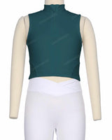 Sleeveless 1/4 Zip High Neck Crop Top