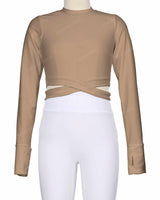 Long Sleeve Cross Waist Top
