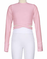 Long Sleeve Cross Waist Top