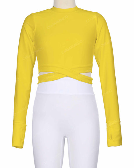 Long Sleeve Cross Waist Top
