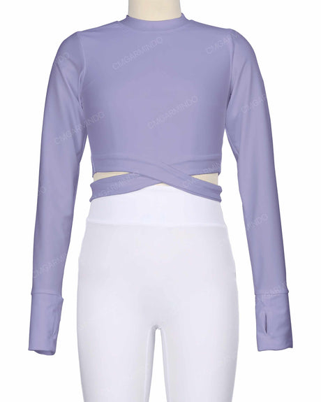 Long Sleeve Cross Waist Top