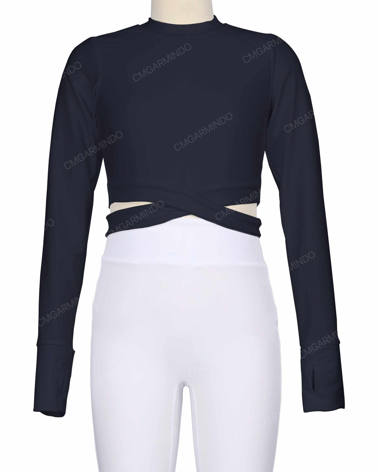 Long Sleeve Cross Waist Top
