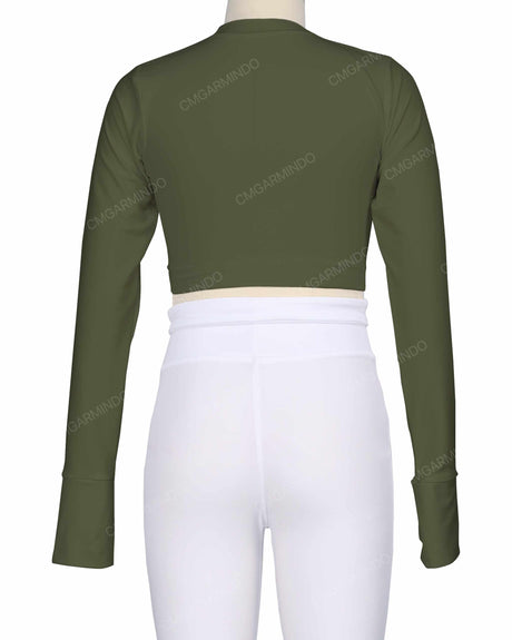 Long Sleeve Cross Waist Top