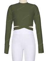 Long Sleeve Cross Waist Top